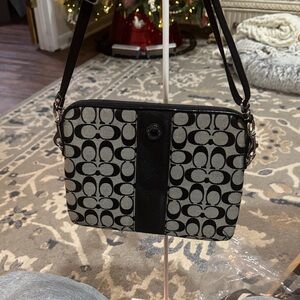 Coach Monogram Black and Gray Ipad Crossbody Bag